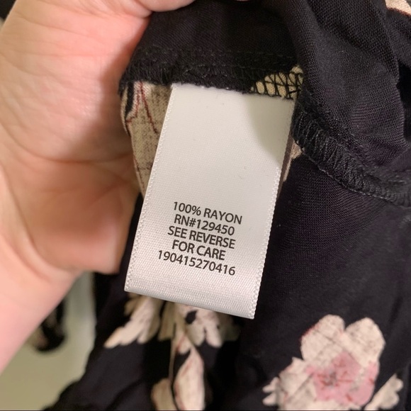 Candie’s Button Down Tie Front Top Black Floral - Picture 9 of 9